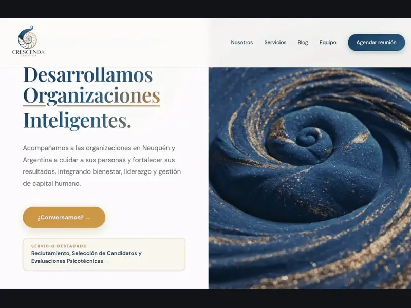 Recorrido por el sitio web de Crescenda Consultora, consultora de recursos humanos en Neuquén