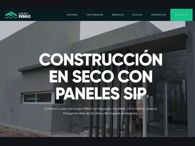 Recorrido por el sitio web de Grupo FERGO, constructora con paneles SIP en Cinco Saltos