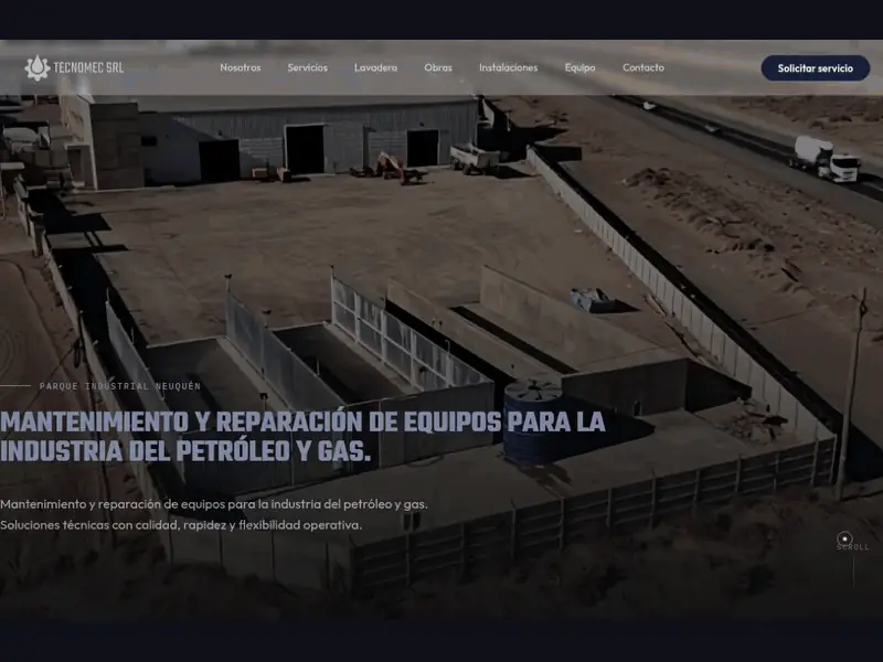 Recorrido por el sitio web de Tecnomec SRL, taller de equipos para petróleo y gas en Neuquén